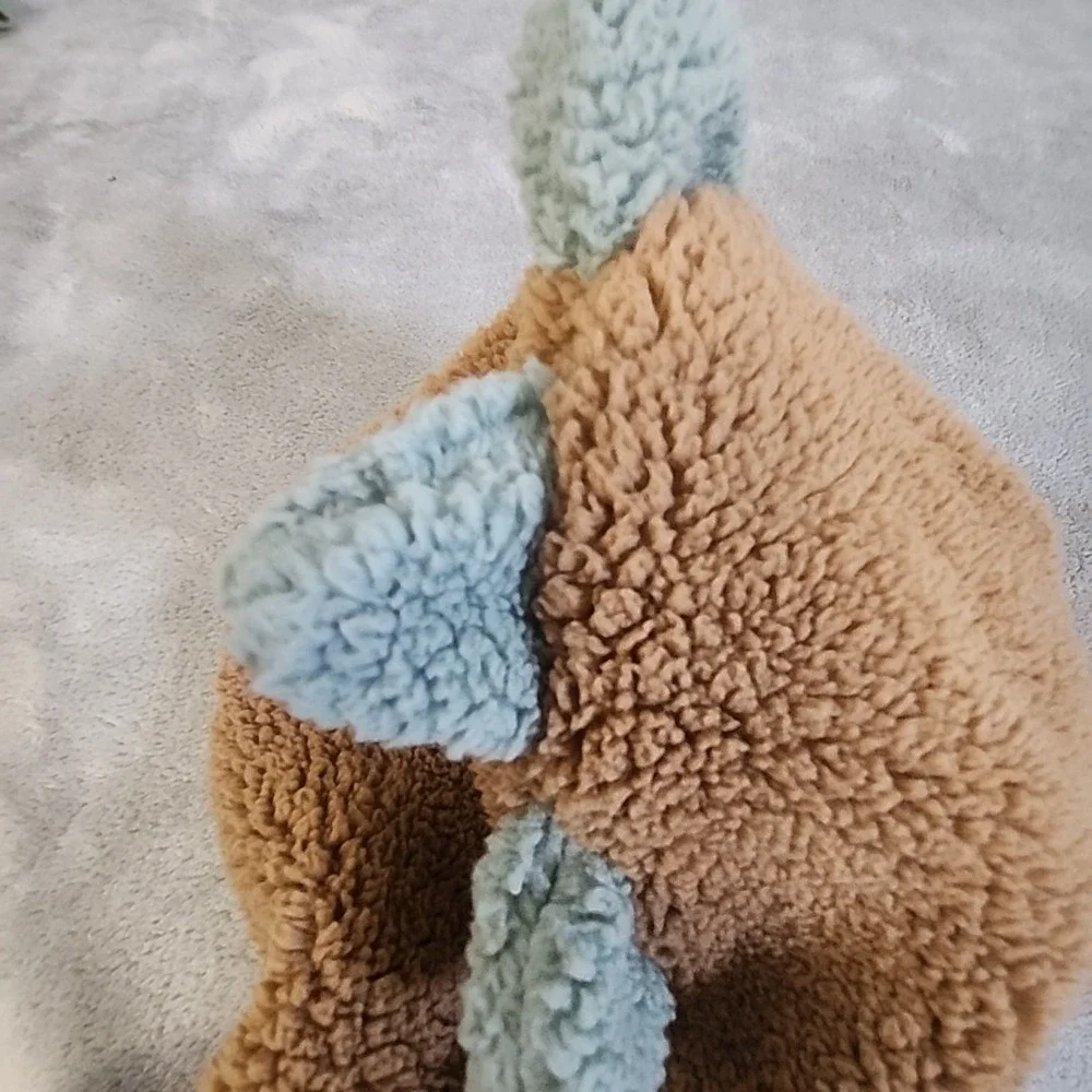 Max Studio Baby‎ Vest 12 Months Brown Teddy Bear Sherpa Dinosaur Hood